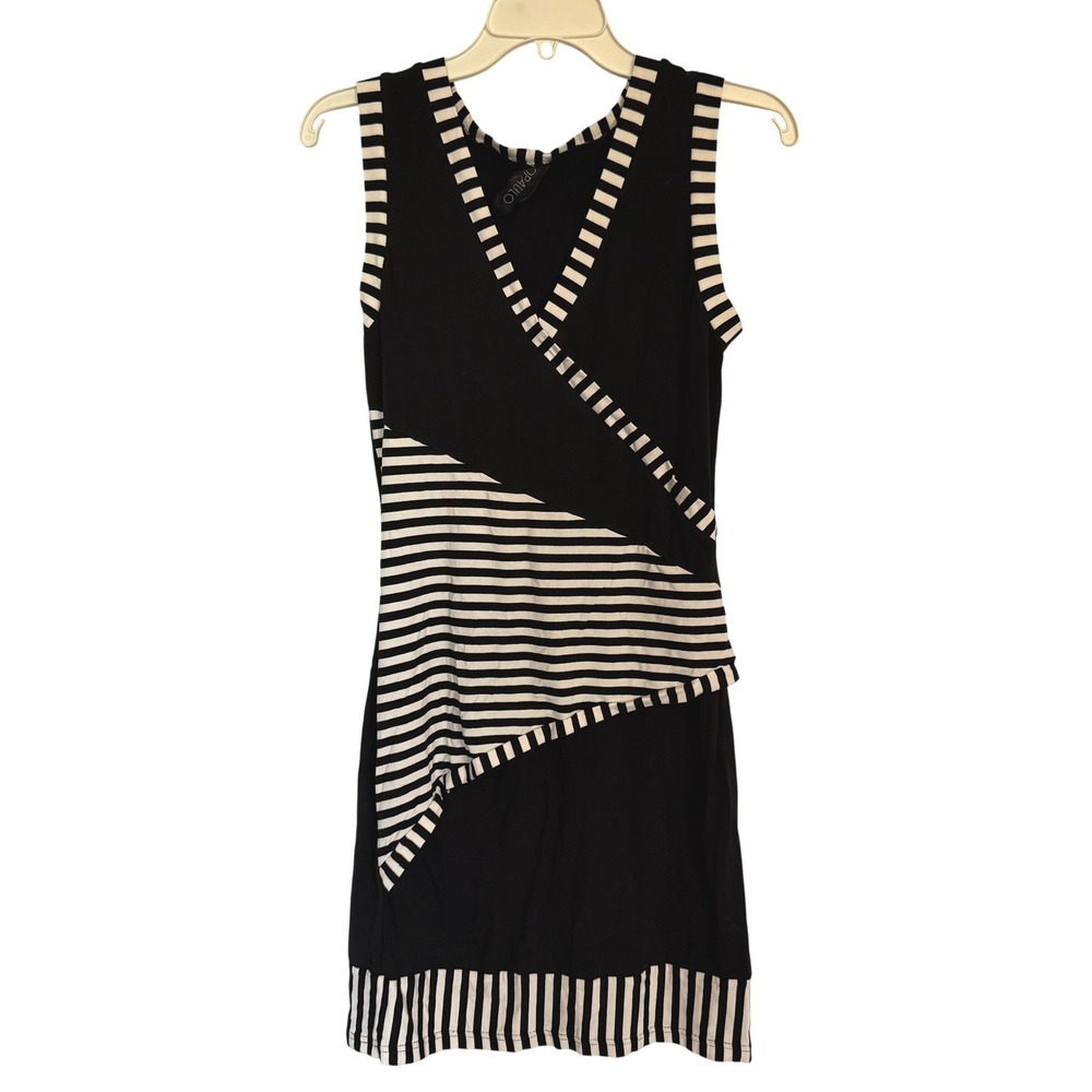 São Paulo Geometric Mod Women Sheath Mini Dress Black White Mod Contemporary